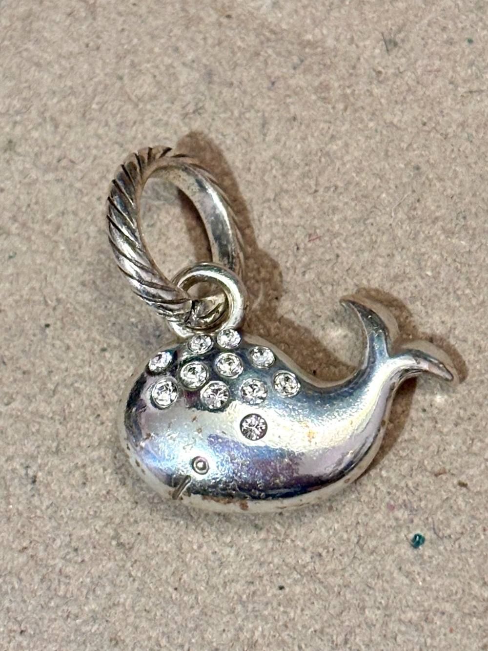 🆕Listing! Brighton Humphrey Whale charm Silver w crystals & a smile! Retired